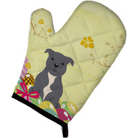 "Caroline's Treasures Easter Eggs Staffordshire Bull Terrier Blue Oven Mitt, Multicolor, 12"" x 8.5"""