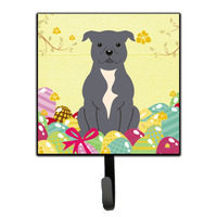 "Caroline's Treasures Eggs Easter Staffordshire Bull Terrier Blue Wall Hook, Small, Multicolor"