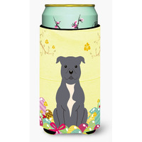 "Caroline's Treasures Easter Staffordshire Bull Terrier Tall Boy Beverage Insulator Hugger, Multicolor"
