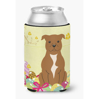 "Caroline's Treasures Easter Staffordshire Bull Terrier Brown Can or Bottle Hugger, Can Hugger, Multicolor"