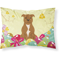Easter Eggs Staffordshire Bull Terrier Brown Fabric Standard Pillowcase