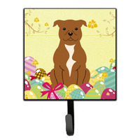 "Caroline's Treasures Eggs Easter Staffordshire Bull Terrier Brown Wall Hook, Small, Multicolor"