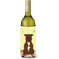 "Caroline's Treasures BB6048LITERK Easter Staff Bull Terrier Choc Wine Bottle Beverage Insulator Hugger, 750ml, Multicolor"