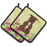 "Caroline's Treasures Easter Staffie Bull Terrier, 7.5HX7.5W, Multicolor"