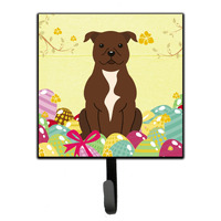 "Caroline's Treasures Chocolate Staffordshire Bull Terrier Wall Hook, Small, Multicolor"