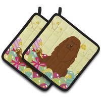 "Caroline's Treasures Easter Caucasian Shepherd Dog Pair of Pot Holders, 7.5HX7.5W, Multicolor"