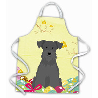 "Caroline's Treasures Easter Eggs Miniature Schanuzer black Apron, Large, Multicolor"
