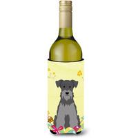 "Caroline's Treasures BB6052LITERK Easter Schnauzer Black Silver Wine Bottle Beverage Insulator Hugger, 750ml, Multicolor"
