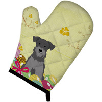 "Caroline's Treasures BB6052OVMT Easter Eggs Miniature Schnauzer Black Silver Oven Mitt, Multicolor, 12"" x 8.5"""