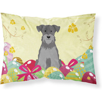 Easter Eggs Miniature Schanuzer Black Silver Fabric Standard Pillowcase