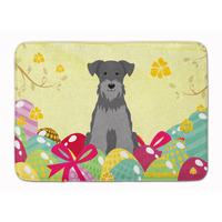 "Caroline's Treasures Easter Eggs Miniature Schanuzer Black Silver Machine Washable Memory Foam Mat doormats, Multicolor"