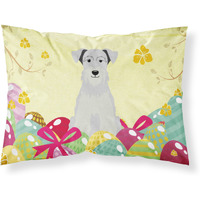 Easter Eggs Miniature Schanuzer White Fabric Standard Pillowcase