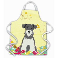 "Caroline's Treasures Easter Eggs Miniature Schanuzer Salt & Pepper Apron, Large, Multicolor"