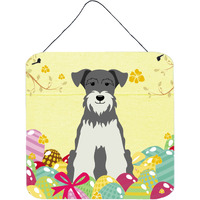 "Caroline's Treasures Eggs Easter Miniature Schanuzer Salt Pepper Metal Print, 6 x 6, Multicolor"