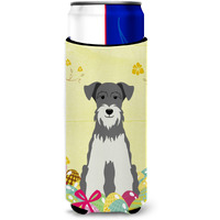"Caroline's Treasures Easter Schanuzer Salt & Pepper Michelob Ultra Hugger For Slim Cans, Slim Can, Multicolor"