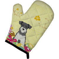 "Caroline's Treasures BB6054OVMT Easter Eggs Miniature Schnauzer Salt and Pepper Oven Mitt, Multicolor, 12"" x 8.5"""