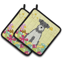 "Caroline's Treasures Easter Schanuzer Salt Pepper Pair of Pot Holders, 7.5HX7.5W, Multicolor"