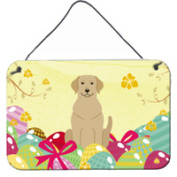 "Caroline's Treasures Easter Eggs Yellow Labrador Metal Print, 8""H x 12""W, Multicolor"
