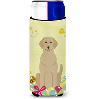 "Caroline's Treasures Easter Eggs Yellow Labrador Michelob Ultra Hugger For Slim Cans, Slim Can, Multicolor"