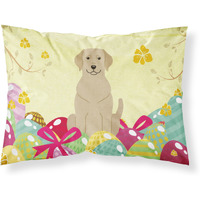 Easter Eggs Yellow Labrador Fabric Standard Pillowcase