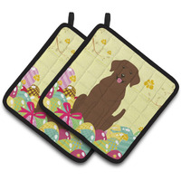 "Caroline's Treasures Easter Eggs Chocolate Labrador Pair of Pot Holders, 7.5HX7.5W, Multicolor"