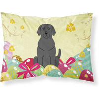 Easter Eggs Black Labrador Fabric Standard Pillowcase