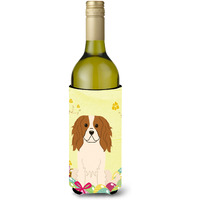 "Caroline's Treasures BB6058LITERK Easter Eggs Cavalier Spaniel Wine Bottle Beverage Insulator Hugger, 750ml, Multicolor"