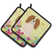 "Caroline's Treasures Easter Eggs Cavalier Spaniel Pair of Pot Holders, 7.5HX7.5W, Multicolor"
