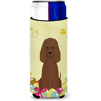 "Caroline's Treasures Easter Eggs Irish Water Spaniel Michelob Ultra Hugger For Slim Cans, Slim Can, Multicolor"
