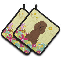 "Caroline's Treasures Easter Irish Water Spaniel Pair of Pot Holders, 7.5HX7.5W, Multicolor"