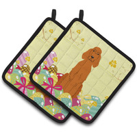 "Caroline's Treasures Easter Eggs Irish Setter Pair of Pot Holders, 7.5HX7.5W, Multicolor"