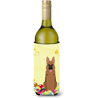 "Caroline's Treasures BB6067LITERK Easter Eggs German Shepherd Wine Bottle Beverage Insulator Hugger, 750ml, Multicolor"