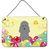 "Caroline's Treasures Easter Eggs Poodle Silver Metal Print, 8"" H x 12"" W"