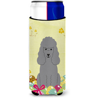 "Caroline's Treasures Easter Eggs Poodle Silver Michelob Ultra Hugger For Slim Cans, Slim Can, Multicolor"