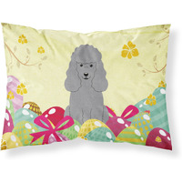 Easter Eggs Poodle Silver Fabric Standard Pillowcase