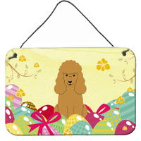 "Caroline's Treasures Easter Eggs Poodle Tan Metal Print, 8"" H x 12"" W"