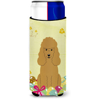 "Caroline's Treasures Easter Eggs Poodle Tan Michelob Ultra Hugger For Slim Cans, Slim Can, Multicolor"