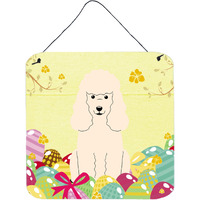 "Caroline's Treasures Easter Eggs Poodle White Metal Print, 6 x 6, Multicolor"
