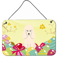 "Caroline's Treasures Easter Eggs Poodle White Metal Print, 8""H x 12""W, Multicolor"