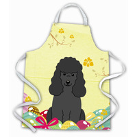 "Caroline's Treasures Easter Eggs Poodle Black Apron, Multicolor, Large"