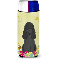 "Caroline's Treasures Easter Eggs Poodle black Michelob Ultra Hugger For Slim Cans, Slim Can, Multicolor"