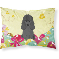 Easter Eggs Poodle Black Fabric Standard Pillowcase