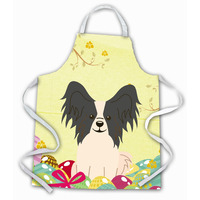 "Caroline's Treasures Easter Eggs Papillon black White Apron, Large, Multicolor"