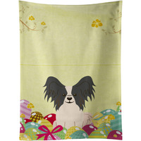 "Caroline's Treasures Easter Eggs Papillon Black White Kitchen Towel, Multicolor, 25"" x 15"""
