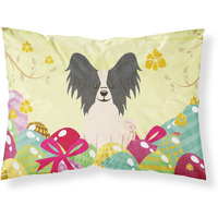 Easter Eggs Papillon Black White Fabric Standard Pillowcase