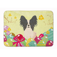 Caroline's Treasures Easter Eggs Papillon Black White Machine Washable Memory Foam Mat doormats