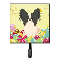 "Caroline's Treasures Easter Eggs Papillon Black White Wall Hook, Small, Multicolor"