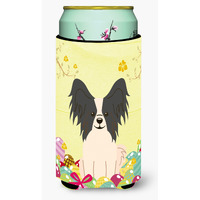 "Caroline's Treasures Easter Eggs Papillon black White Tall Boy Beverage Insulator Hugger, Multicolor"
