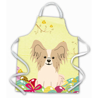 "Caroline's Treasures Easter Eggs Papillon Sable White Apron, Large, Multicolor"