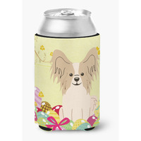 "Caroline's Treasures Easter Eggs Papillon Sable White Can or Bottle Hugger, Can Hugger, Multicolor"